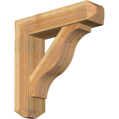Ekena Millwork Funston Craftsman Rough Sawn Bracket w/ Offset Brace, Western Red Cedar, 8"W x 32"D x 32"H BKT0806X32X32FST04RWR